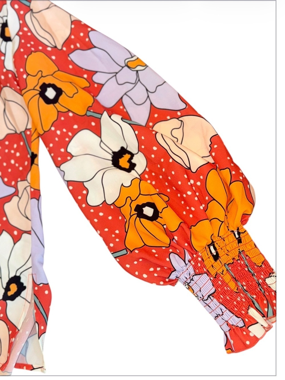 Crosby by Mollie Burch Dopamine Floral Button Front Blouse Balloon Long Sleeves - Picture 4 of 13